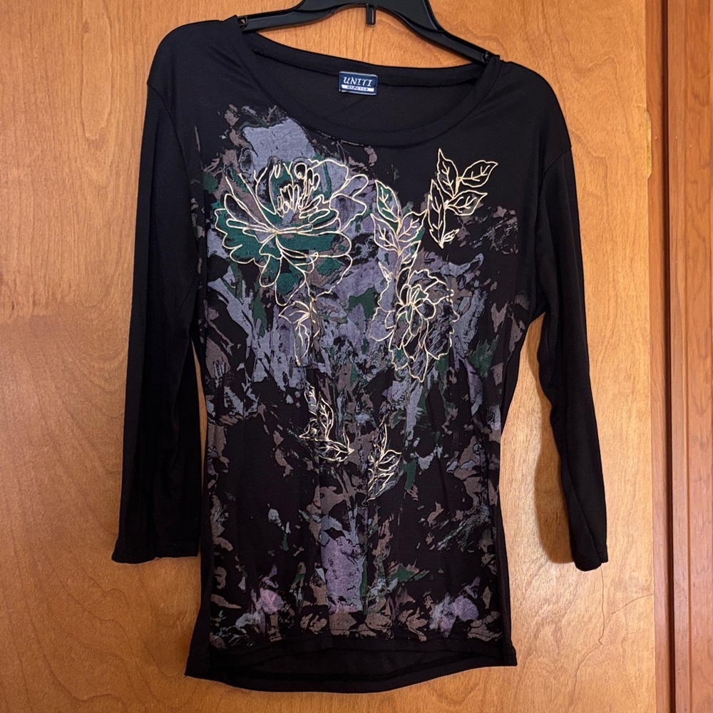 Women's Black Floral Top